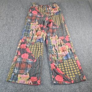 BDG High & Wide Corduroy Patchwork Print Pants Multi Color Floral Plaid Size 26